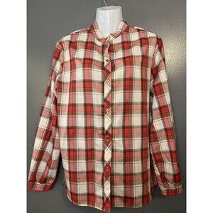 Vintage New Attitude Shirt Womens Size Large Red Plaid Button Front Made USA